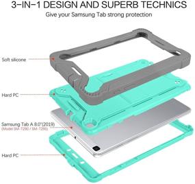 img 2 attached to 📱 BENTOBEN Чехол для Galaxy Tab A 8.0 2019 модель SM-T290/T295 - 3-в-1 прочный ударопрочный подставка-подставка гибридная защита для Samsung Galaxy Tab A 8 дюймов - мятный/серый