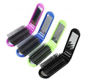 img 4 attached to 🎁 LOUISE MAELYS Colorful Folding Hair Brush with Mirror - Portable and Compact for Travel, a Perfect Gift Idea