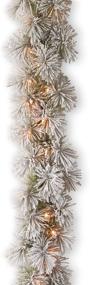 img 4 attached to 9-Foot National Tree Company Glittery Bristle Pine Christmas Garland, Pre-Lit with White Lights, Frosted Branches, Plug-In, from the Christmas Collection, Green