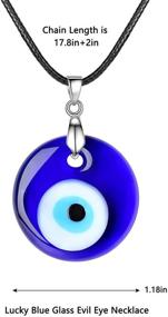 img 3 attached to Blue Evil Eye Protection Necklace and Bracelet Set: Turkish Lucky Pendant, Blue Eyes Glass, Leather Rope Chain/Stainless Steel for Women, Men, Boys, and Girls