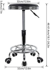 img 2 attached to Modern Industrial Metal Style Round Rolling Stool with Foot Rest in Black PU Leather - Height Adjustable for Spa Salon, Tattoo, Work, and Massage