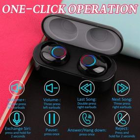 img 3 attached to 🎧 Bluetooth 5.0 True Wireless Earbuds with Charging Case, Hands-Free Headset, Noise Cancellation Mic, Touch Control | 25 Hours Playback | Compatible with iPhone and Android