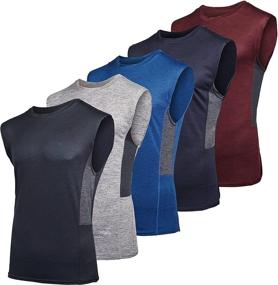 img 4 attached to 👕 5-Pack: Men's Moisture-Wicking Active Tank Top - Fitness and Training Activewear