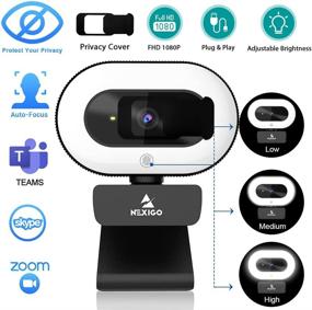 img 3 attached to 🎥 Enhance Online Learning & Video Meetings with 2021 NexiGo StreamCam N930E: 1080P Webcam, Ring Light, Auto-Focus, Privacy Cover, Plug and Play for PC Mac Laptop Desktop – Zoom Meeting Skype Teams Compatible!