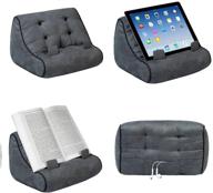 📚 grey book couch ipad stand and tablet holder with reading pillow cushion - ideal lap rest support, home & travel accessory, compatible with ereader/kindle/smartphone - perfect gift idea logo