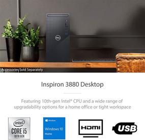 img 3 attached to Dell Inspiron Высокопроизводительный настольный компьютер 2021 - Intel i5-10400, 12 ГБ DDR4 RAM, 1 ТБ HDD, WiFi, HDMI, без DVD, проводная клавиатура и мышь, Windows 10 Home