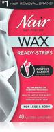 nair ready-strips hair removal wax, 40 count for legs and body (2 pack) logo