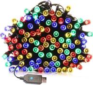 🌈 colorful indoor/outdoor string lights: 8 flash changing modes, 39ft 100leds, waterproof fairy twinkle decorative lights for party/christmas/patio/home - usb powered (includes power adapter) logo