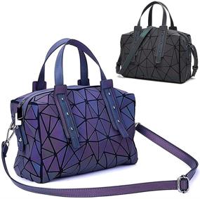 img 4 attached to 👜 Stylish Geometric Luminous Handbag: Women's Top Handle Satchel Purse