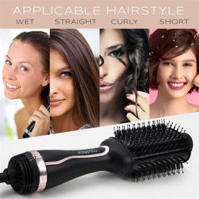 img 3 attached to 🔥 One Step Hot Air Brush and Volumizer Blow Dryer - Hair Dryer Brush with Negative Ions, Straightener Styler