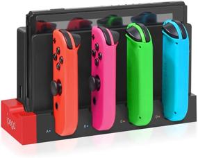 img 4 attached to 🔌 4-Piece Charging Dock Station for Nintendo Switch & Switch OLED Model Joycons: Convenient Charging Stand for up to 4 Joycon Controllers