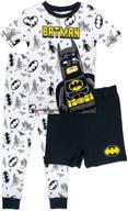 lego batman cotton pajama set for boys - 3 piece pj set with bonus shorts, available in sizes 4 to 10 logo