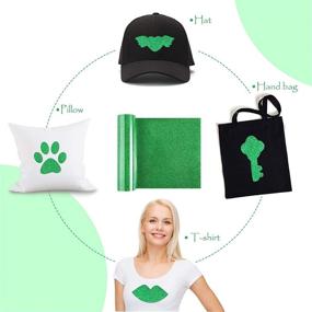 img 3 attached to 🌟 Sparkle and Shine with 6 Pieces of Glitter Heat Transfer Vinyl - Ideal for Independence Day and Labor Day Decor T-Shirts, Compatible with Silhouette Cameo Heat Press Machine - 12 x 10 Inch (Green)