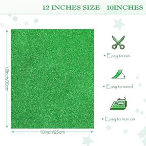 img 2 attached to 🌟 Sparkle and Shine with 6 Pieces of Glitter Heat Transfer Vinyl - Ideal for Independence Day and Labor Day Decor T-Shirts, Compatible with Silhouette Cameo Heat Press Machine - 12 x 10 Inch (Green)