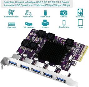 img 1 attached to 💻 FebSmart 5X USB-A Ports PCIE USB 3.2 Gen 2 Expansion Card for Windows 7.8, 8.1, 10, Server; MAC OS 10.9.x, 10.10.x, 10.12.x, 10.13.x, 10.14.x, 10.15.x - Self-Powered Technology (FS-A5-Pro)