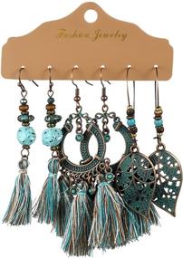 img 2 attached to Stylish Rofusn 18 Pairs Bohemian Earrings Dangle Set with Vintage Halloween-themed Drop Dangle Huds for Women/Girls