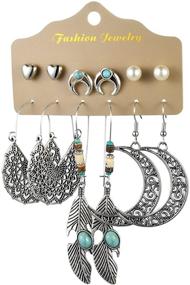 img 3 attached to Stylish Rofusn 18 Pairs Bohemian Earrings Dangle Set with Vintage Halloween-themed Drop Dangle Huds for Women/Girls