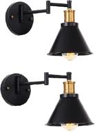 🔌 pair of swing arm wall sconces with plug-in cord, bedroom wall lamp set, 1-light fixtures for bedside reading (2 pack) logo