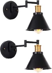 img 4 attached to 🔌 Pair of Swing Arm Wall Sconces with Plug-in Cord, Bedroom Wall Lamp Set, 1-Light Fixtures for Bedside Reading (2 Pack)