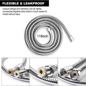 img 2 attached to Blissland Shower Hose Extra Long 118 Inches for Effortless Showering - Chrome Handheld Shower Head Hose with High-Quality Brass Insert and Nut - Lightweight and Flexible Design
