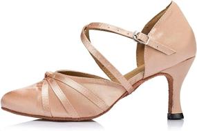 img 3 attached to 👠 Beige Satin Women's Shoes with Ribbon Accent by Minishion