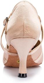 img 2 attached to 👠 Beige Satin Women's Shoes with Ribbon Accent by Minishion