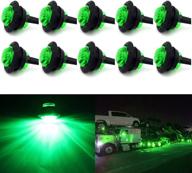 keing 10 pack sealed waterproof mini round 0.75 inch green led marker lights signal light 12v for trailer truck bus pickup van atv rv lorry caravan - 5 year warranty logo