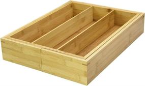 img 2 attached to 🗃️ Simhoo Premium Adjustable Bamboo Drawer Organizer - Deep Expandable Divider Box for Big Drawers