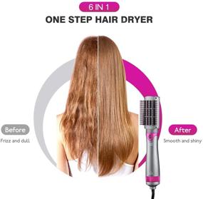 img 2 attached to 🎀 Detachable 6-in-1 Hair Dryer Brush Volumizer and Styler - One-Step Hot Air Brush for Straightening, Curling, Drying, Combing, Scalp Massage, and Styling