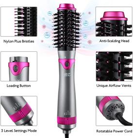 img 3 attached to 🎀 Detachable 6-in-1 Hair Dryer Brush Volumizer and Styler - One-Step Hot Air Brush for Straightening, Curling, Drying, Combing, Scalp Massage, and Styling