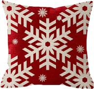 🎅 merry christmas snowflakes red cotton throw pillow cover - newhomestyle square cushion pillowcase 22x22 in for beautiful home decor логотип