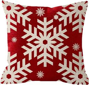 img 1 attached to 🎅 Merry Christmas Snowflakes Red Cotton Throw Pillow Cover - Newhomestyle Square Cushion Pillowcase 22x22 in for Beautiful Home Decor