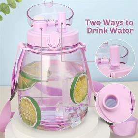 img 3 attached to 💜 MOIOIBE 1L Water Bottles with Straw, 45oz Kawaii Water Bottles, Cute Water Bottles Modern Water Jug, Women/Teen Girl/School, Purple