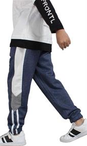 img 2 attached to Cotton Solid Color Drawstring Jogger Track Pants with Pockets for Boys, Elastic Sweatpants (Black, 7T-8T) - Boys' Clothing