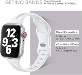 img 2 attached to Браслеты Getino Sport для Apple Watch 40 мм 38 мм 41 мм - Стильные, тонкие и дышащие силиконовые браслеты для женщин и мужчин - Серии 7 6 5 4 3 2 1 SE - 4 шт (черный, белый, бежевый, голубой)