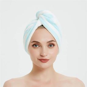 img 3 attached to 🔵 2020 Updated AuroTrends Microfiber Hair Towel Wrap 2 Pack - Super Absorbent Quick Dry Hair Drying Towels Set (Baby Blue+Grey)