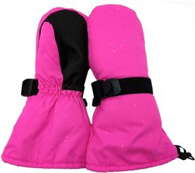 img 4 attached to Children Winter Mittens Waterproof Drawstring Rosa