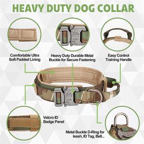 img 3 attached to 🐾 Tactical Dog Collar 1.5" Thick Nylon Camo w/ Metal Buckle - Heavy Duty, USA Flag, Adjustable for Large/Medium Dogs with Handle - Military Training, Ideal for Large Males