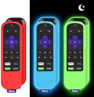 📺 3-pack protective silicone case for tcl roku tv steaming stick 3600r/3800/3900 remote, cover for roku voice/express/premiere remote controller, replacement sleeve protector - glow green, glow blue, red logo