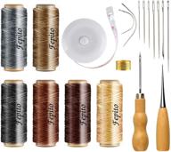 🧵 fepito 19 pcs waxed thread: 198 yards, 6 colors | leather sewing cord and tools kit for upholstery diy craft logo