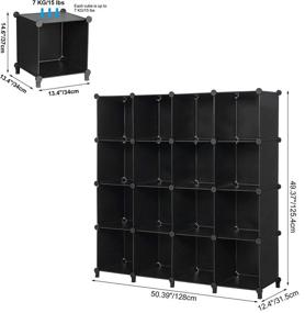 img 1 attached to 📚 ANWBROAD 16-Cube Cube Storage Organizer - DIY Closet Storage Cabinet Book Shelf - Organizers and Storage for Kids' Bedroom - Closet Organizer Cubby Shelving - Plastic Office and Living Room Storage - Black ULCS016B