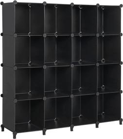 img 4 attached to 📚 ANWBROAD 16-Cube Cube Storage Organizer - DIY Closet Storage Cabinet Book Shelf - Organizers and Storage for Kids' Bedroom - Closet Organizer Cubby Shelving - Plastic Office and Living Room Storage - Black ULCS016B