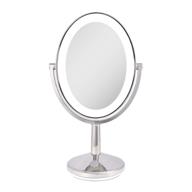 💡 zadro huntington led lighted oval dual sided mirror: rechargeable vanity beauty makeup mirror with cell phone usb charging port, polished nickel - 5x/1x magnification logo