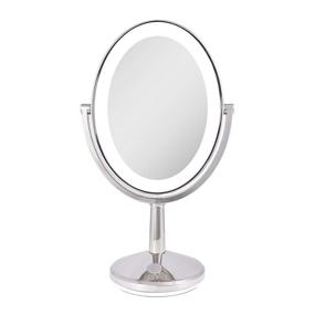 img 4 attached to 💡 Zadro Huntington LED Lighted Oval Dual Sided Mirror: Rechargeable Vanity Beauty Makeup Mirror with Cell Phone USB Charging Port, Polished Nickel - 5X/1X Magnification