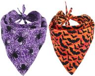 🎃 reversible triangle halloween dog bandana 2 pack - scarf accessory bibs логотип