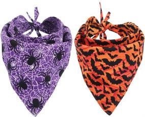 img 4 attached to 🎃 Reversible Triangle Halloween Dog Bandana 2 Pack - Scarf Accessory Bibs