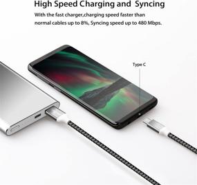 img 1 attached to 10-футовый кабель Fasgear USB к USB C (2 шт.), Плетеный кабель Type C для быстрой зарядки - совместим с Galaxy Note 8 9 S8/S9/S10/S10+, LG V20/G6 и другие (черный, белый)