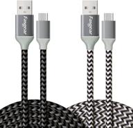 10-футовый кабель fasgear usb к usb c (2 шт.), плетеный кабель type c для быстрой зарядки - совместим с galaxy note 8 9 s8/s9/s10/s10+, lg v20/g6 и другие (черный, белый) логотип