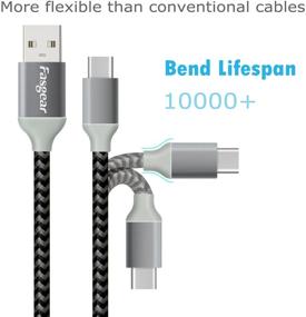 img 3 attached to 10-футовый кабель Fasgear USB к USB C (2 шт.), Плетеный кабель Type C для быстрой зарядки - совместим с Galaxy Note 8 9 S8/S9/S10/S10+, LG V20/G6 и другие (черный, белый)