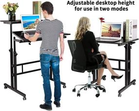 img 2 attached to Hadulcet Mobile Standing Desk: Adjustable Laptop Cart 📚 with Wheels, Ideal for Home, Office, and Classroom Use